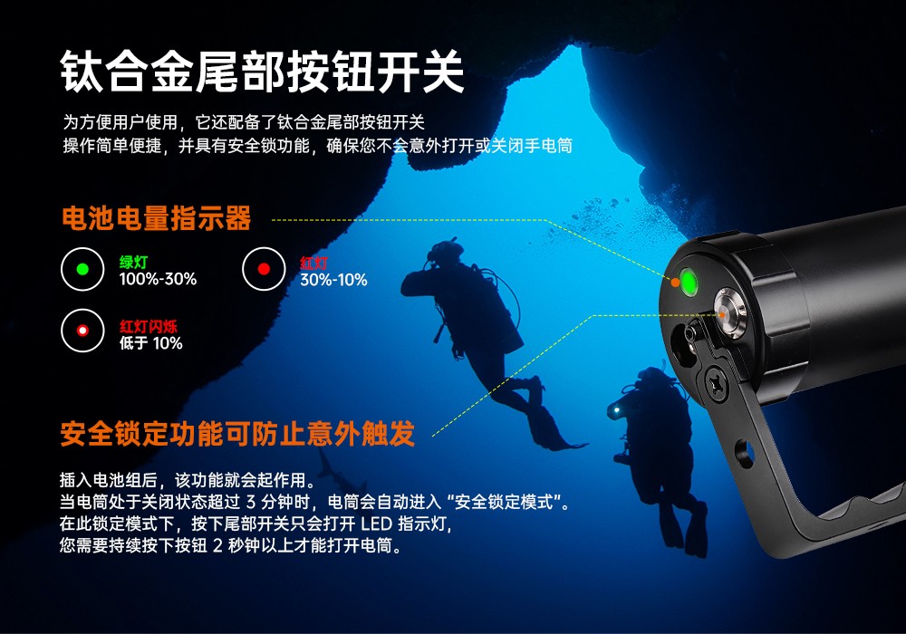 91抖阴下载OrcaTorch,D860可充電潛水燈,高亮度潛水手電筒,水下照明手電筒