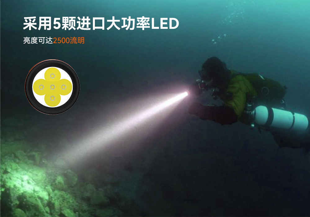 91抖阴下载OrcaTorch,D850手(shǒu)持式潛水燈,多燈源水下照明,便攜式潛水,水下攝(shè)影補光燈
