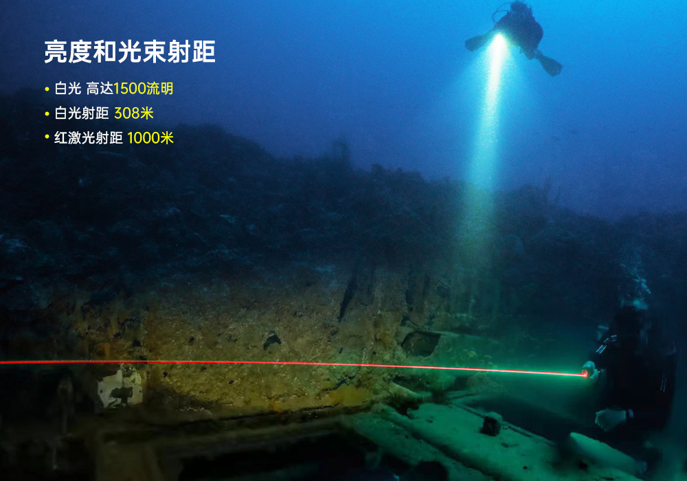 D570-RL激光潛(qián)水手電_紅(hóng)光(guāng)潛水手電筒_白光+紅激光潛水手電筒_水下探索手電筒 91抖阴下载OrcaTorch